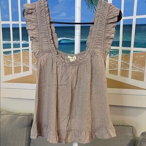 Hem & Thread Ruffled Swiss Dot Sleeveless Top